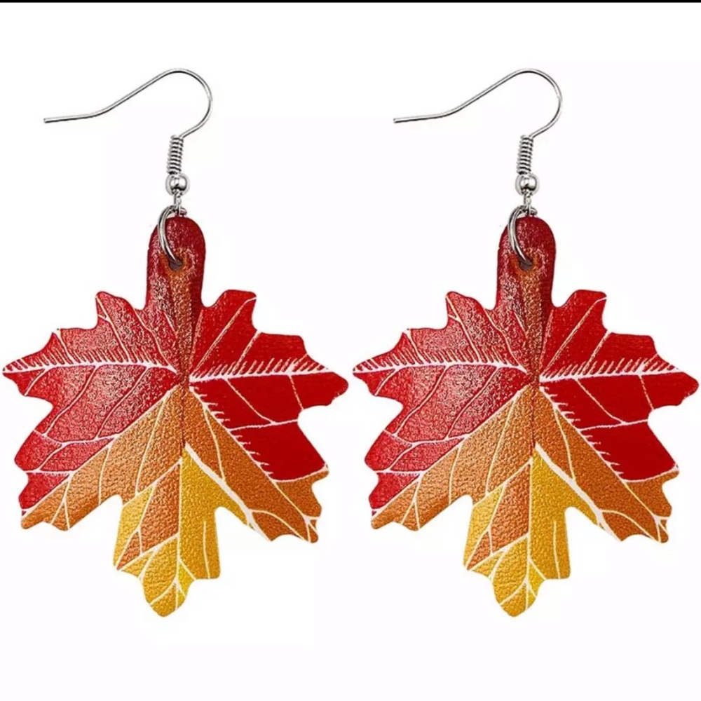 ⚡️3/20$⚡️Fall leaf vegan leather drop earrings NEW